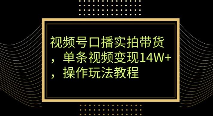 视频号口播实拍带货，单条视频变现14W+，操作玩法教程-test