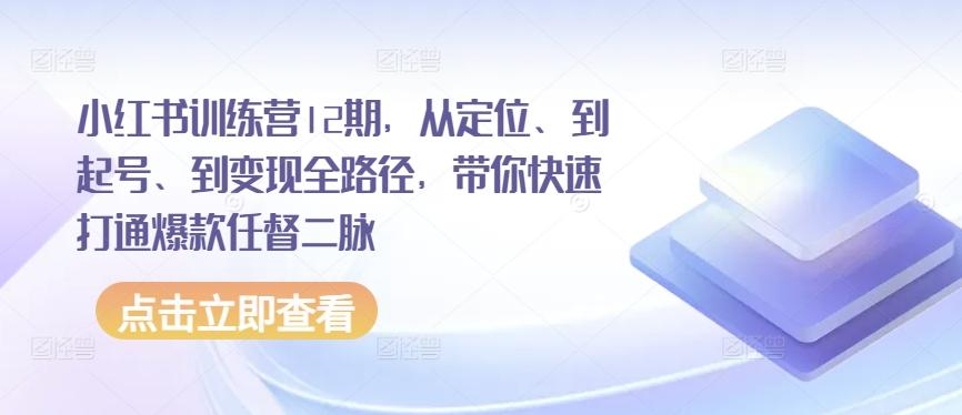 小红书训练营12期，从定位、到起号、到变现全路径，带你快速打通爆款任督二脉-test