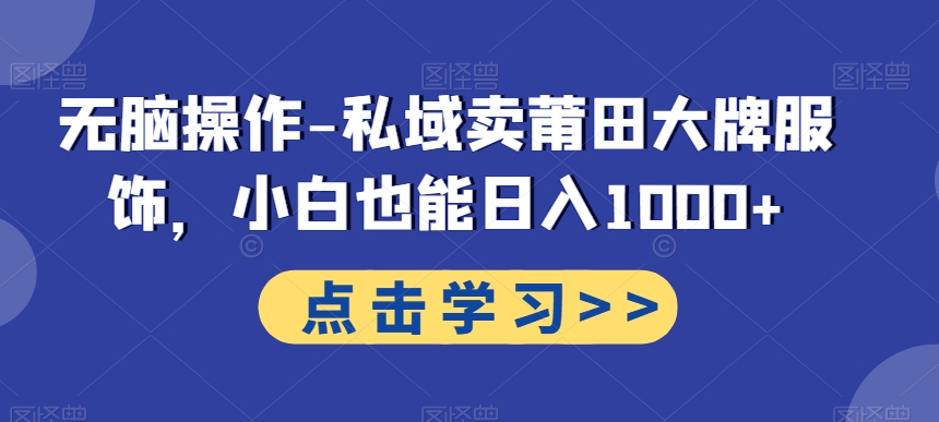 无脑操作-私域卖莆田大牌服饰，小白也能日入1000+-test