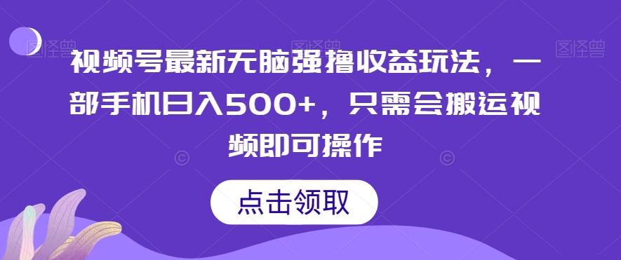 视频号最新无脑强撸收益玩法，一部手机日入500+，只需会搬运视频即可操作-test