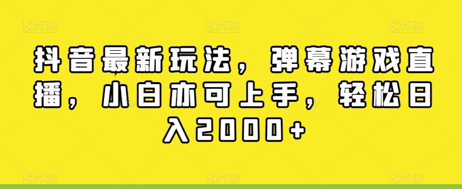 抖音最新玩法，弹幕游戏直播，小白亦可上手，轻松日入2000+-test