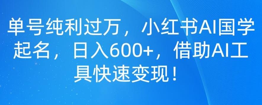 单号纯利过万，小红书AI国学起名，日入600+，借助AI工具快速变现-test