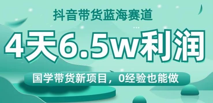 抖音带货蓝海赛道，国学带货新项目，0经验也能做，4天6.5w利润【揭秘】-test