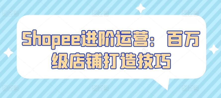 Shopee进阶运营：百万级店铺打造技巧-test
