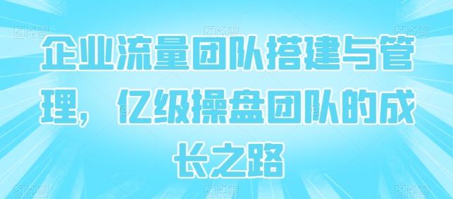 企业流量团队搭建与管理，亿级操盘团队的成长之路-test
