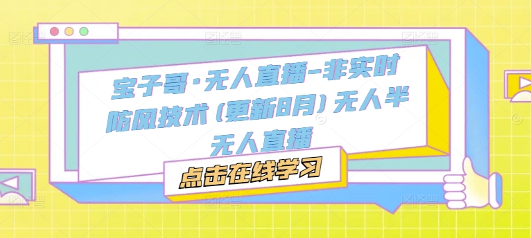 宝子哥·无人直播-非实时防风技术(更新8月)无人半无人直播-test