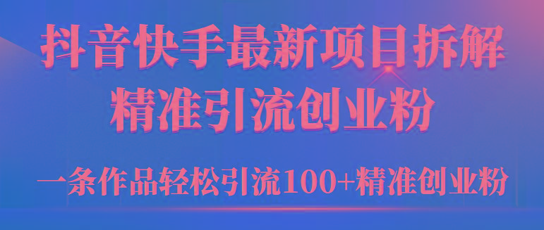 (9447期)2024年抖音快手最新项目拆解视频引流创业粉，一天轻松引流精准创业粉100+-test