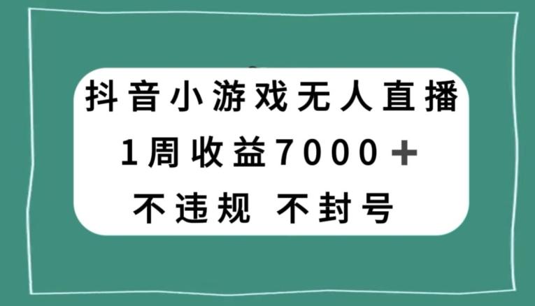 抖音小游戏无人直播，不违规不封号1周收益7000+，官方流量扶持【揭秘】-test