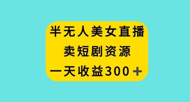 半无人美女直播，卖短剧资源，一天收益300+【揭秘】-test