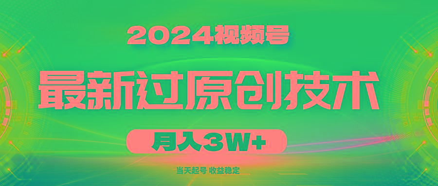2024视频号最新过原创技术，当天起号，收益稳定，月入3W+-test