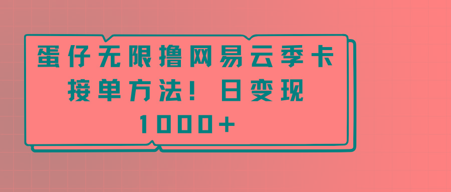 蛋仔无限撸网易云季卡接单方法！日变现1000+-test