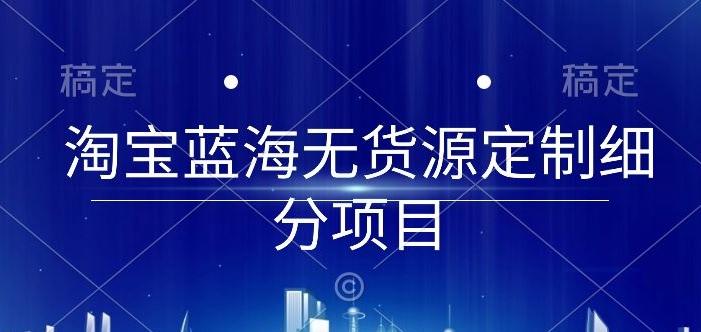 淘宝蓝海无货源定制细分项目，从0到起店实操全流程【揭秘】-test