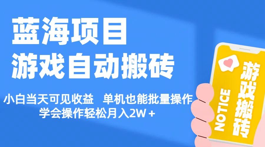【蓝海项目】游戏自动搬砖 小白当天可见收益 单机也能批量操作 学会操…-test