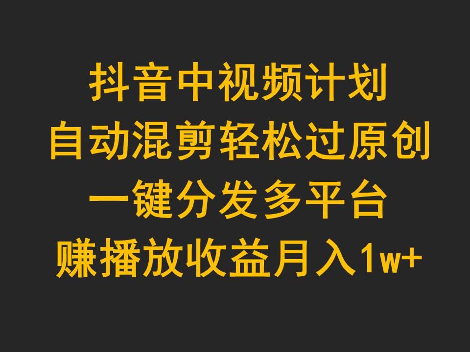 (9825期)抖音中视频计划，自动混剪轻松过原创，一键分发多平台赚播放收益，月入1w+-test