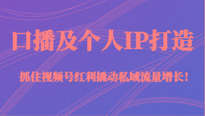 口播及个人IP打造，抓住视频号红利撬动私域流量增长！（45节课）-test