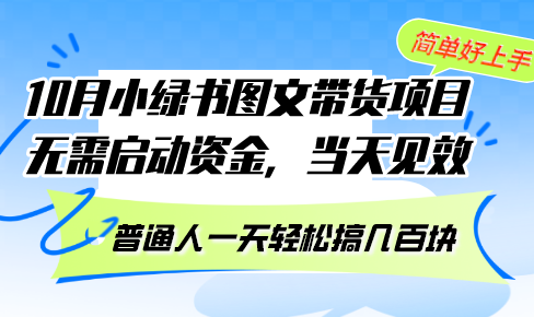 10月份小绿书图文带货项目 无需启动资金 当天见效 普通人一天轻松搞几百块-test