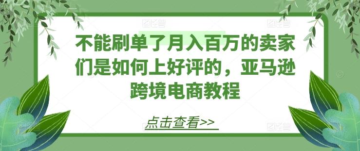 不能刷单了月入百万的卖家们是如何上好评的，亚马逊跨境电商教程-test