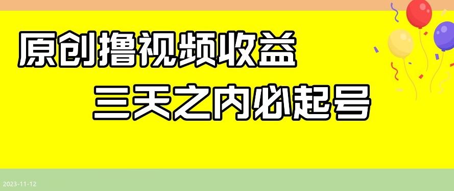 最新撸视频收益，三天之内必起号，一天保底100+【揭秘】-test