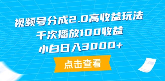 (9716期)视频号分成2.0高收益玩法，千次播放100收益，小白日入3000+-test