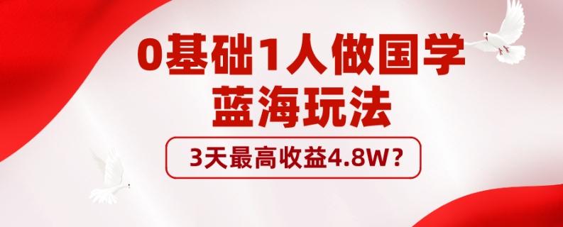 0基础1人做国学蓝海玩法，3天最高收益4.8W？-test