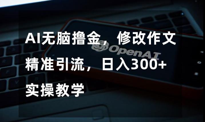 AI无脑撸金，修改作文精准引流，日入300+，实操教学【揭秘】-test