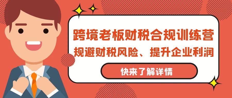 (9838期)跨境老板-财税合规训练营，规避财税风险、提升企业利润-test
