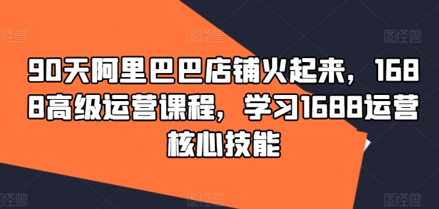90天阿里巴巴店铺火起来，1688高级运营课程，学习1688运营核心技能-test