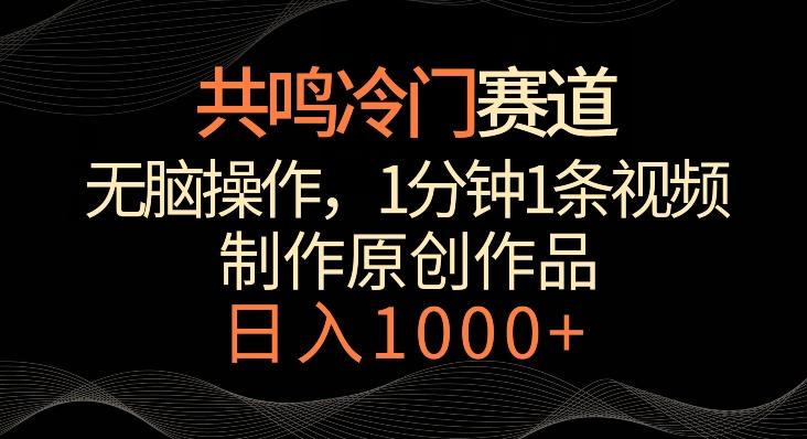 共鸣冷门赛道，无脑操作，一分钟一条视频，日入1000+【揭秘】-test