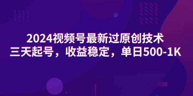 (9505期)2024视频号最新过原创技术，三天起号，收益稳定，单日500-1K-test