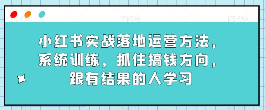 小红书实战落地运营方法，系统训练，抓住搞钱方向，跟有结果的人学习-test