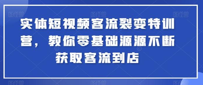 实体短视频客流裂变特训营，教你零基础源源不断获取客流到店-test