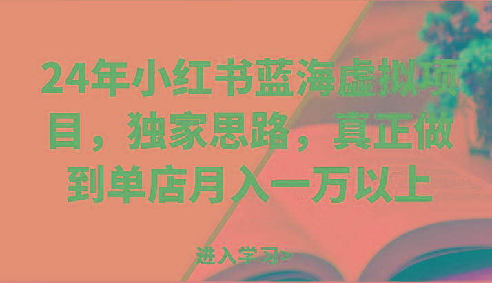 24年小红书蓝海虚拟项目，独家思路，真正做到单店月入一万以上。-test