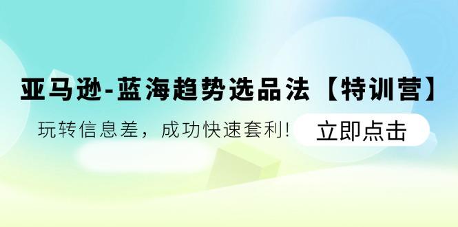 亚马逊-蓝海趋势选品法【特训营】：玩转信息差，成功快速套利!-test