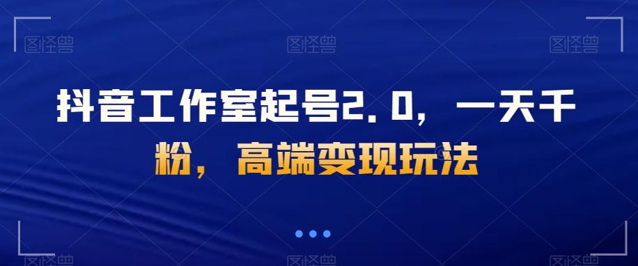 抖音工作室起号2.0，一天千粉，高端变现玩法【揭秘】-test