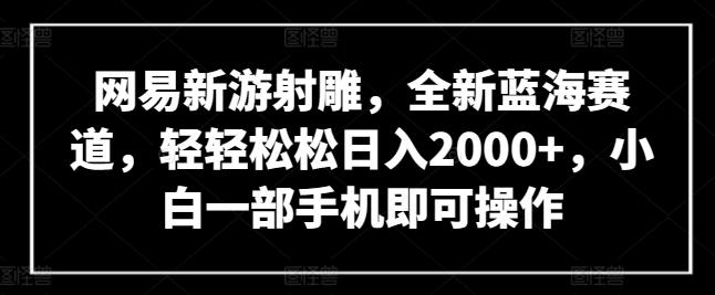网易新游射雕，全新蓝海赛道，轻轻松松日入2000+，小白一部手机即可操作【揭秘】-test