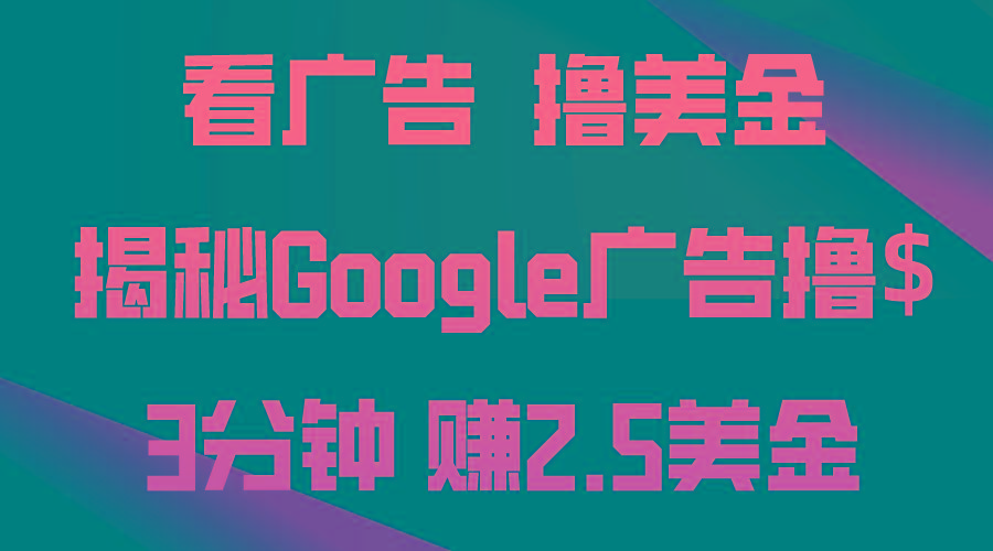 看广告，撸美金！3分钟赚2.5美金！日入200美金不是梦！揭秘Google广告…-test