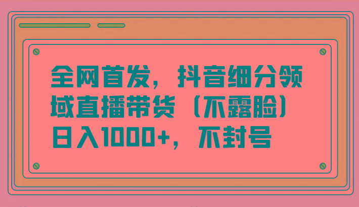 全网首发，抖音细分领域直播带货(不露脸)项目，日入1000+，不封号-test