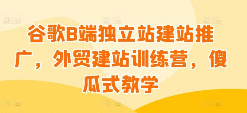 谷歌B端独立站建站推广，外贸建站训练营，傻瓜式教学-test