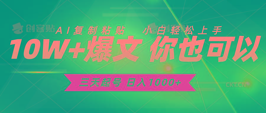 三天起号 日入1000+ AI复制粘贴 小白轻松上手-test