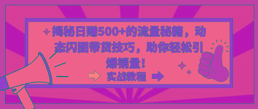 揭秘日赚500+的流量秘籍，动态闪图带货技巧，助你轻松引爆销量！-test